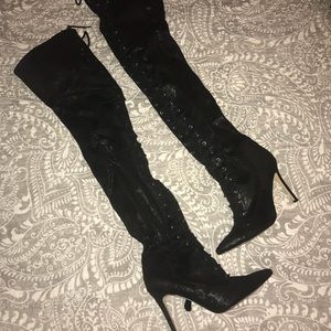 Guess thigh high lace up boots
